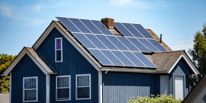 picture of home with solar panels